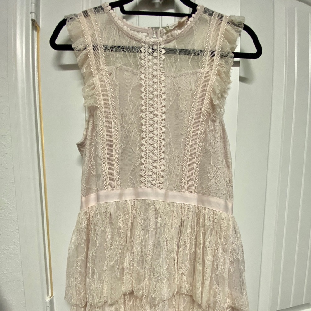 Chelsea & Violet Ivory/blush lace dress